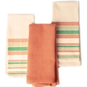 Fine Living Co. Kitchen Towels Set of 3 Recycled Cotton Waffle Weave 18x28 NWT